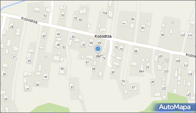 Kozodrza, Kozodrza, 68a, mapa Kozodrza