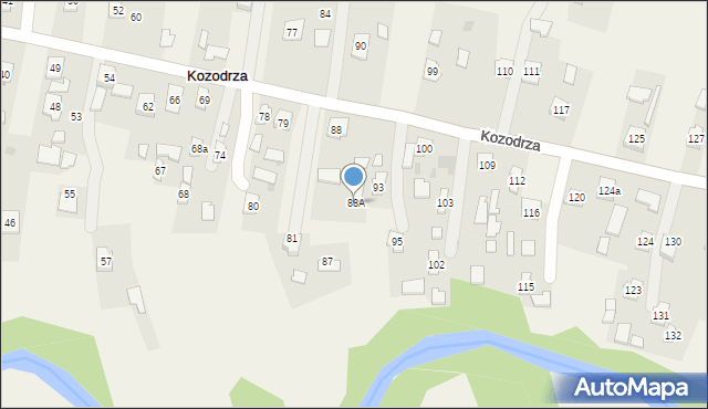 Kozodrza, Kozodrza, 88A, mapa Kozodrza