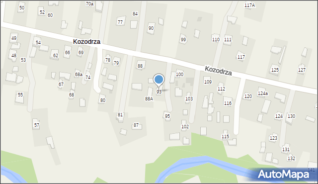 Kozodrza, Kozodrza, 93, mapa Kozodrza