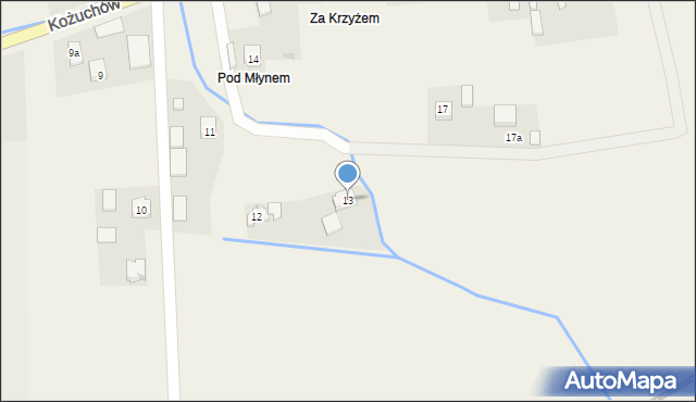 Kożuchów, Kożuchów, 13, mapa Kożuchów