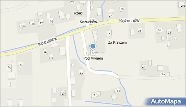 Kożuchów, Kożuchów, 14, mapa Kożuchów