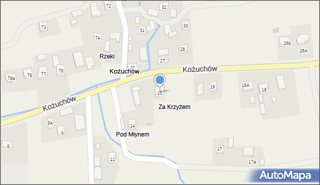 Kożuchów, Kożuchów, 15, mapa Kożuchów