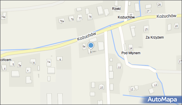 Kożuchów, Kożuchów, 9, mapa Kożuchów