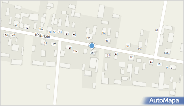 Kożuszki, Kożuszki, 15, mapa Kożuszki