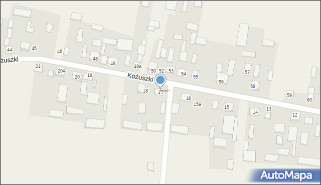 Kożuszki, Kożuszki, 17, mapa Kożuszki