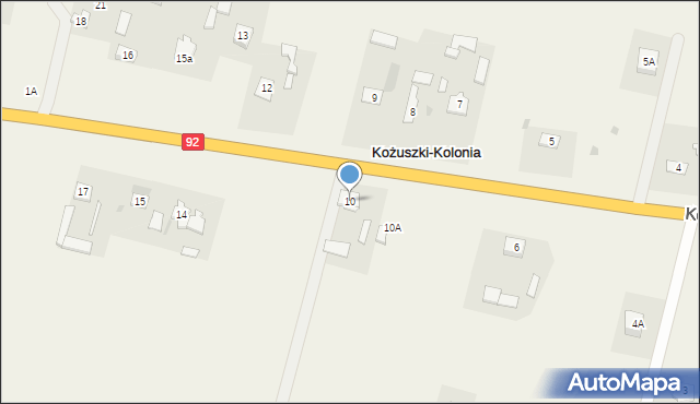 Kożuszki-Kolonia, Kożuszki-Kolonia, 10, mapa Kożuszki-Kolonia