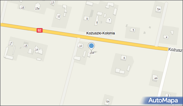 Kożuszki-Kolonia, Kożuszki-Kolonia, 10A, mapa Kożuszki-Kolonia