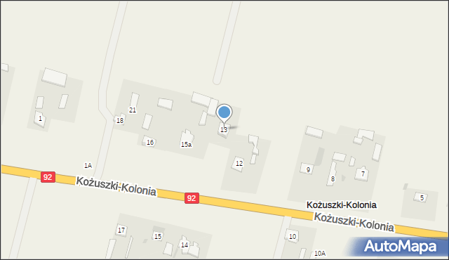 Kożuszki-Kolonia, Kożuszki-Kolonia, 13, mapa Kożuszki-Kolonia