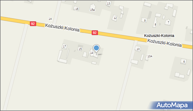 Kożuszki-Kolonia, Kożuszki-Kolonia, 14a, mapa Kożuszki-Kolonia