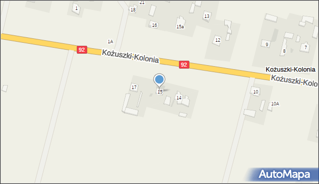 Kożuszki-Kolonia, Kożuszki-Kolonia, 15, mapa Kożuszki-Kolonia