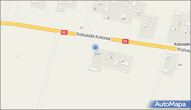 Kożuszki-Kolonia, Kożuszki-Kolonia, 17, mapa Kożuszki-Kolonia