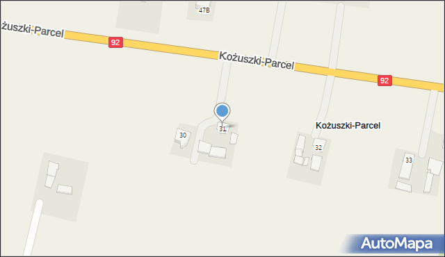 Kożuszki-Parcel, Kożuszki-Parcel, 31, mapa Kożuszki-Parcel