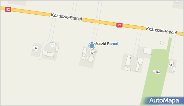 Kożuszki-Parcel, Kożuszki-Parcel, 32, mapa Kożuszki-Parcel