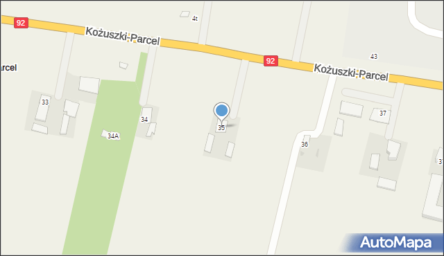 Kożuszki-Parcel, Kożuszki-Parcel, 35, mapa Kożuszki-Parcel