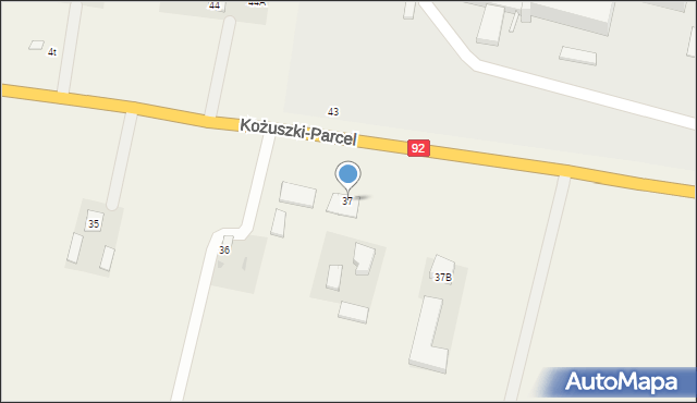 Kożuszki-Parcel, Kożuszki-Parcel, 37, mapa Kożuszki-Parcel