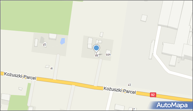 Kożuszki-Parcel, Kożuszki-Parcel, 44, mapa Kożuszki-Parcel