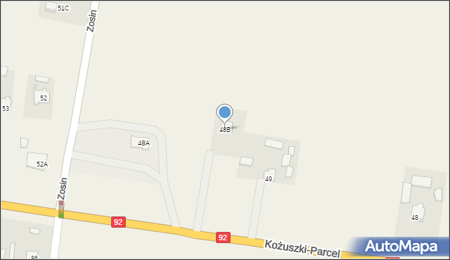 Kożuszki-Parcel, Kożuszki-Parcel, 48B, mapa Kożuszki-Parcel