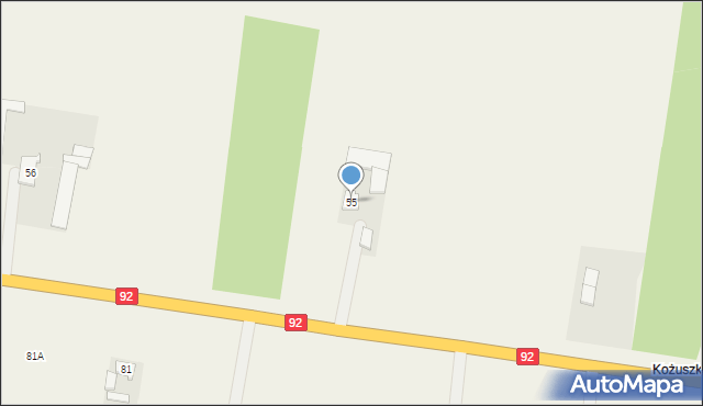 Kożuszki-Parcel, Kożuszki-Parcel, 55, mapa Kożuszki-Parcel