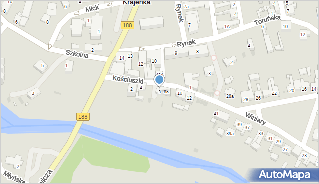 Krajenka, Kościuszki Tadeusza, gen., 8, mapa Krajenka