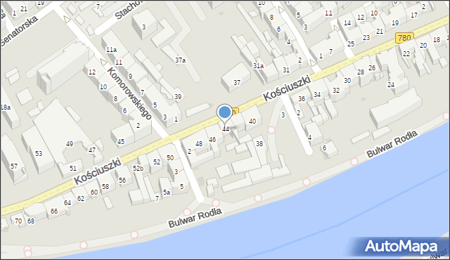 Kraków, Kościuszki Tadeusza, gen., 44, mapa Krakowa