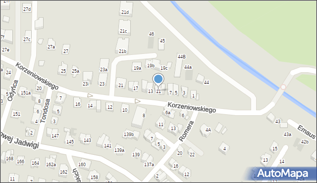 Kraków, Korzeniowskiego Józefa, 11, mapa Krakowa