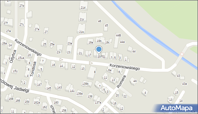 Kraków, Korzeniowskiego Józefa, 13, mapa Krakowa