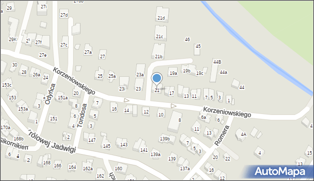 Kraków, Korzeniowskiego Józefa, 21, mapa Krakowa