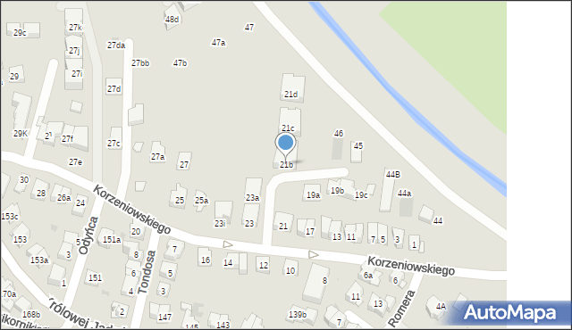 Kraków, Korzeniowskiego Józefa, 21b, mapa Krakowa