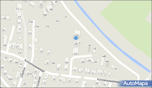 Kraków, Korzeniowskiego Józefa, 21c, mapa Krakowa