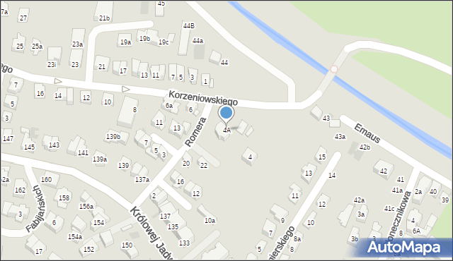 Kraków, Korzeniowskiego Józefa, 4A, mapa Krakowa