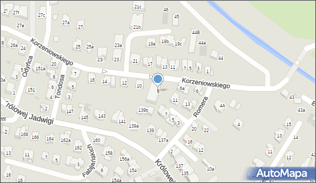 Kraków, Korzeniowskiego Józefa, 8, mapa Krakowa