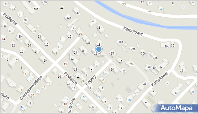 Kraków, Kopery Feliksa, 9, mapa Krakowa