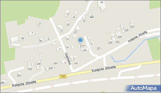 Kraków, Koziarówka, 1, mapa Krakowa