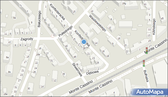 Kraków, Konfederacka, 19, mapa Krakowa