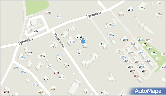 Kraków, Kostrzecka, 3, mapa Krakowa