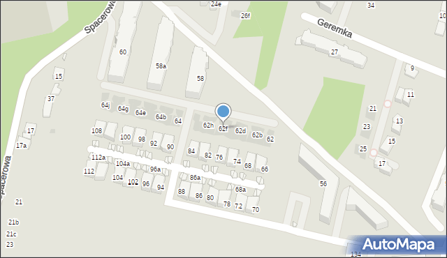 Kraków, Komuny Paryskiej, 62f, mapa Krakowa