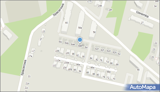 Kraków, Komuny Paryskiej, 64b, mapa Krakowa