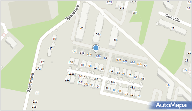 Kraków, Komuny Paryskiej, 64c, mapa Krakowa