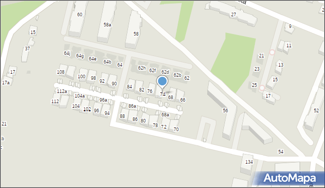 Kraków, Komuny Paryskiej, 74, mapa Krakowa