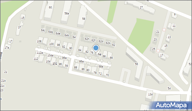 Kraków, Komuny Paryskiej, 76b, mapa Krakowa