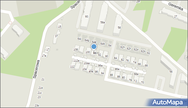 Kraków, Komuny Paryskiej, 98b, mapa Krakowa