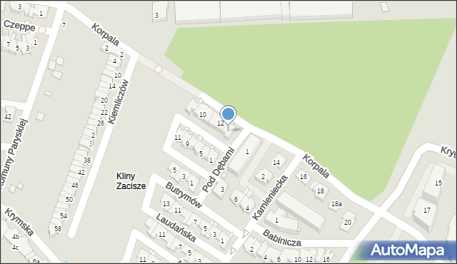 Kraków, Korpala Michała, 12a, mapa Krakowa