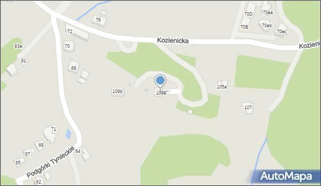 Kraków, Kozienicka, 109a, mapa Krakowa