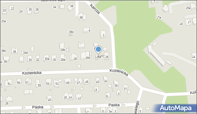 Kraków, Kozienicka, 26a, mapa Krakowa