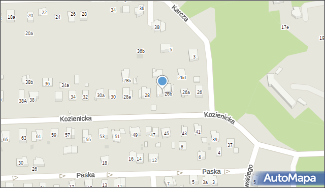 Kraków, Kozienicka, 26c, mapa Krakowa