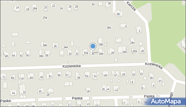 Kraków, Kozienicka, 30, mapa Krakowa