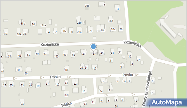 Kraków, Kozienicka, 47a, mapa Krakowa