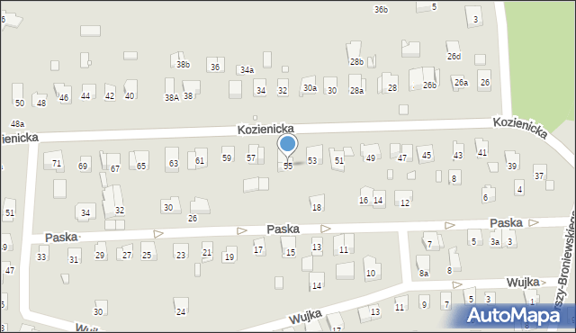 Kraków, Kozienicka, 55, mapa Krakowa
