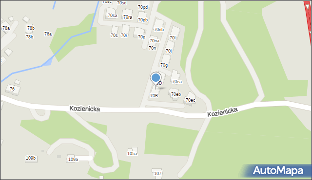 Kraków, Kozienicka, 70C, mapa Krakowa