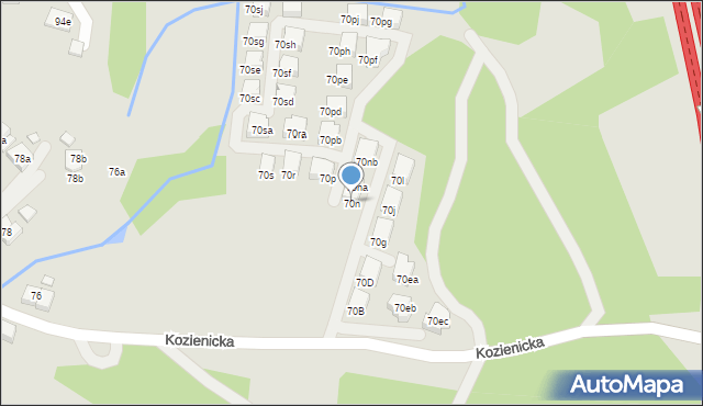 Kraków, Kozienicka, 70n, mapa Krakowa